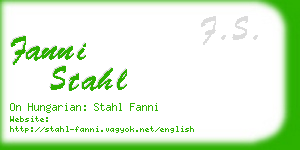 fanni stahl business card
